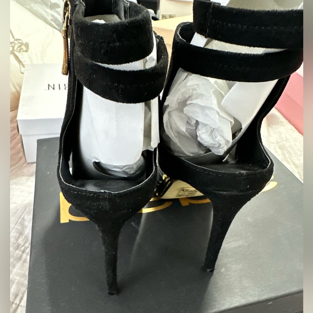 bebe Black Patent Heeled Boots - Picture 2 of 4